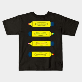 Resilience. Fluorescent yellow highlighter pens highlighting resilient abilities. Kids T-Shirt